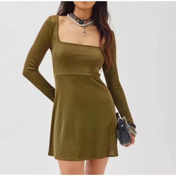 Urban Outfitters Dresses & Skirts - NWT Urban Outfitters Square Neck Fit and Flare Mini Dress Greem Women's Small